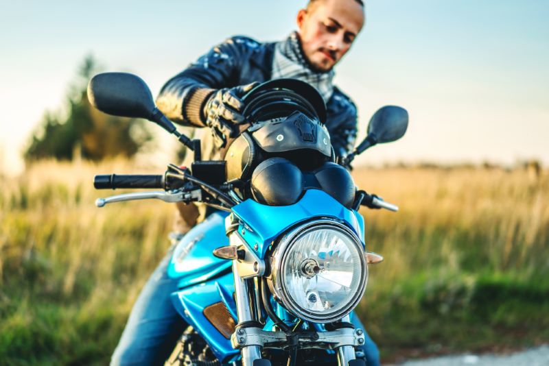 motorcyclist on bike